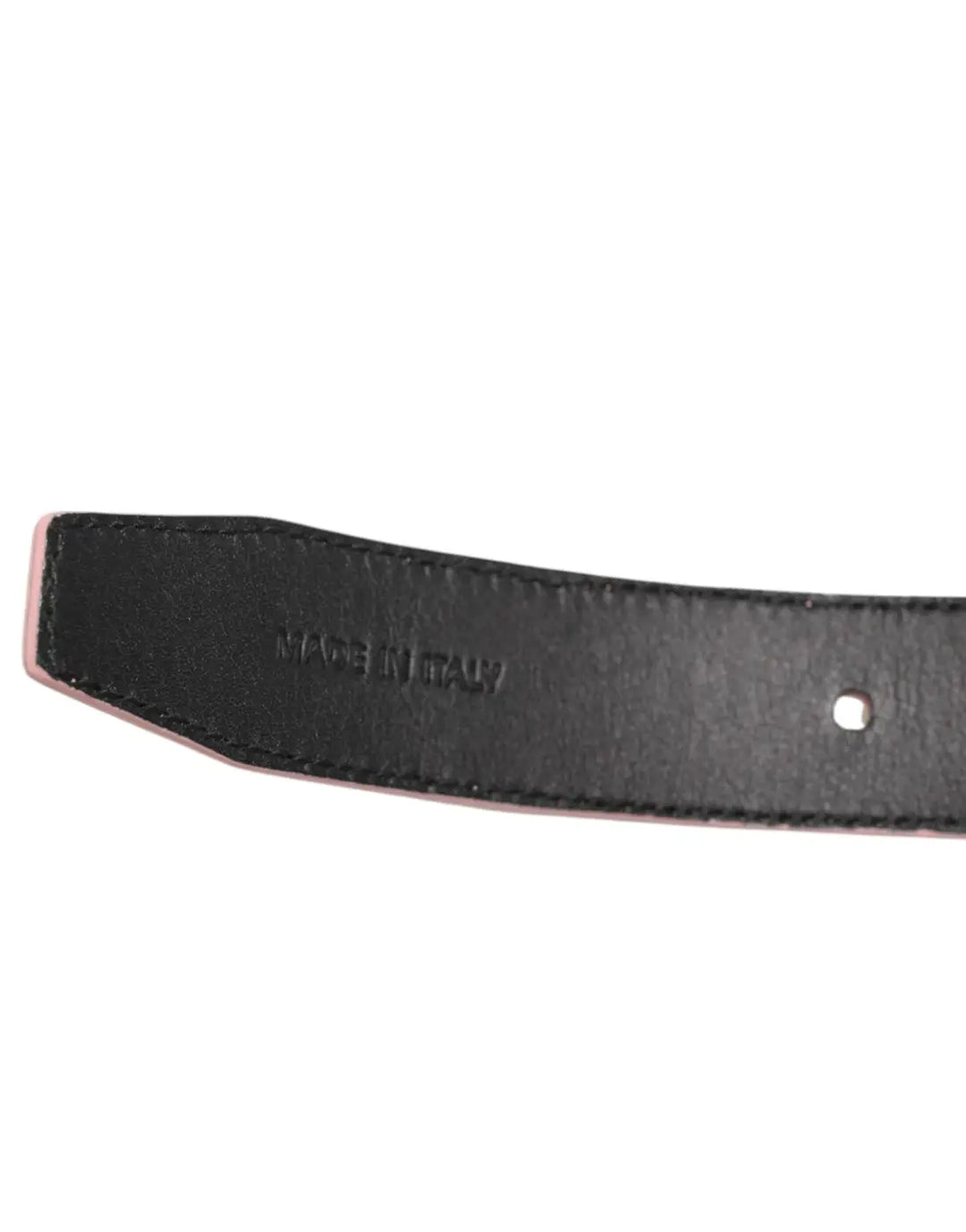 Dolce &amp; Gabbana Pink Leather Perforated Detailing Buckle Belt