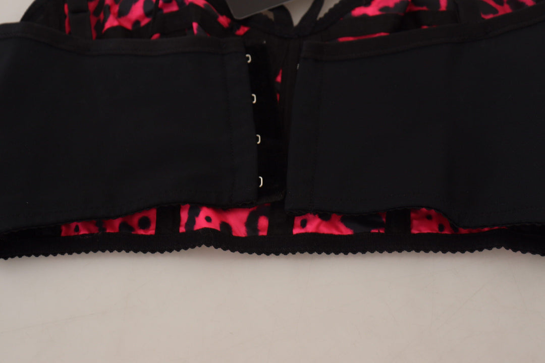 Dolce &amp; Gabbana - Pink Leopard Print Cropped Bustier Corset Top