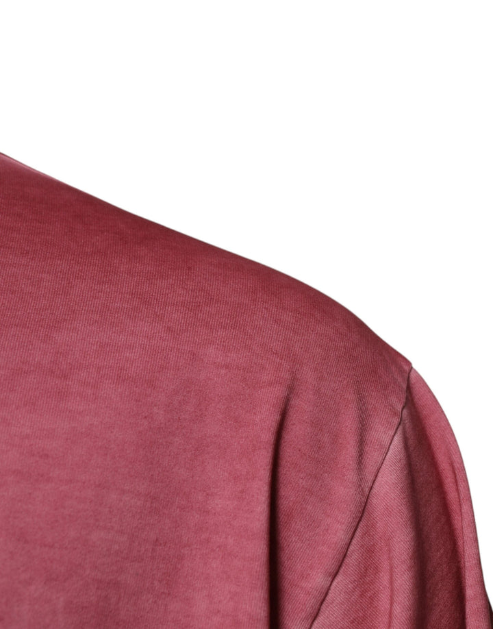 Dolce &amp; Gabbana Pink Logo Print Cotton Crew Neck T-shirt