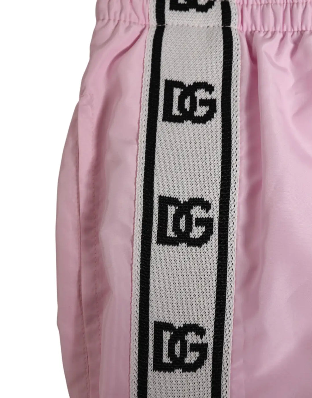 Dolce &amp; Gabbana Pink Nylon Logo Side Stripe Beachwear Men Swimwear