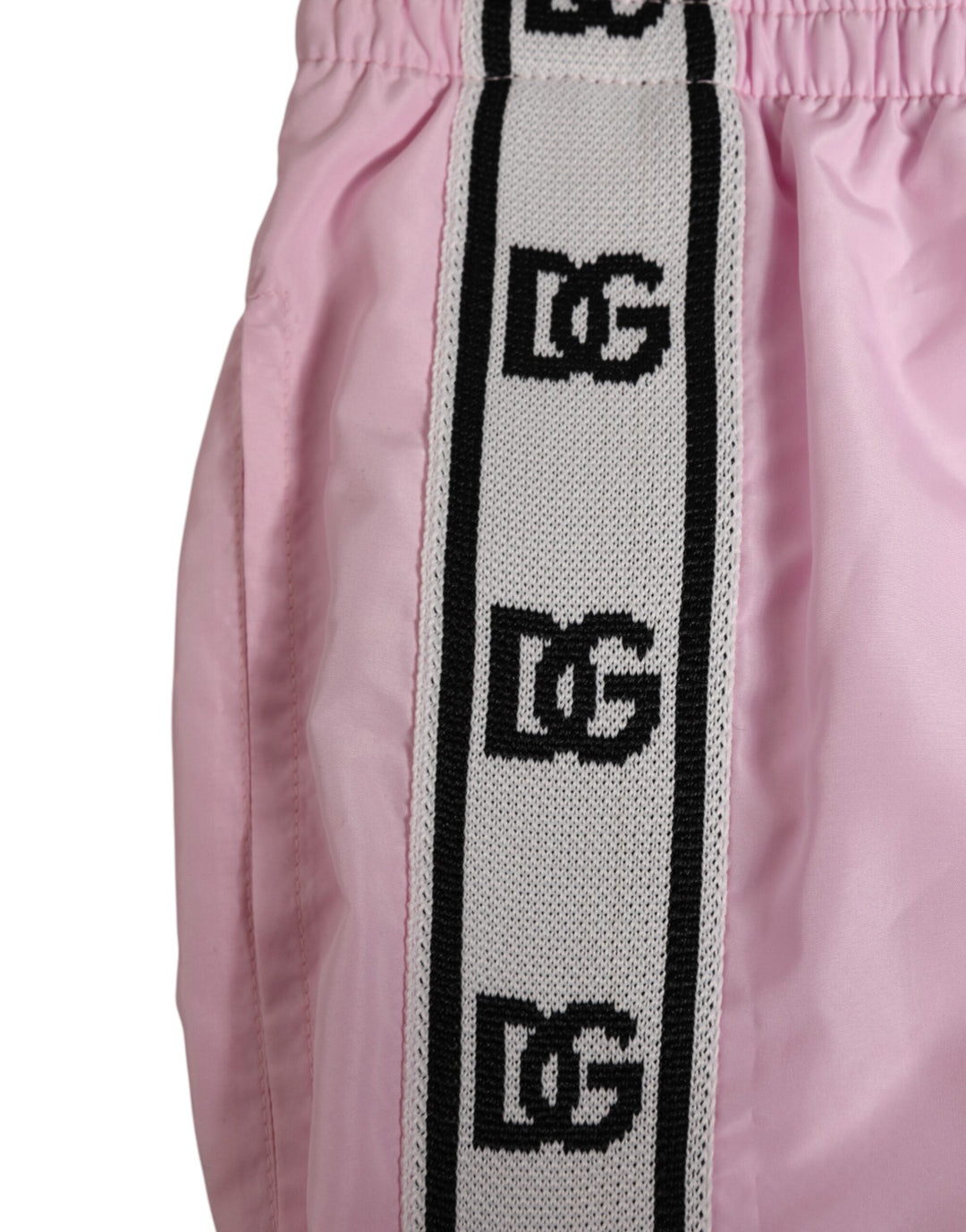 Dolce &amp; Gabbana Pink Nylon Logo Side Stripe Beachwear Men Swimwear