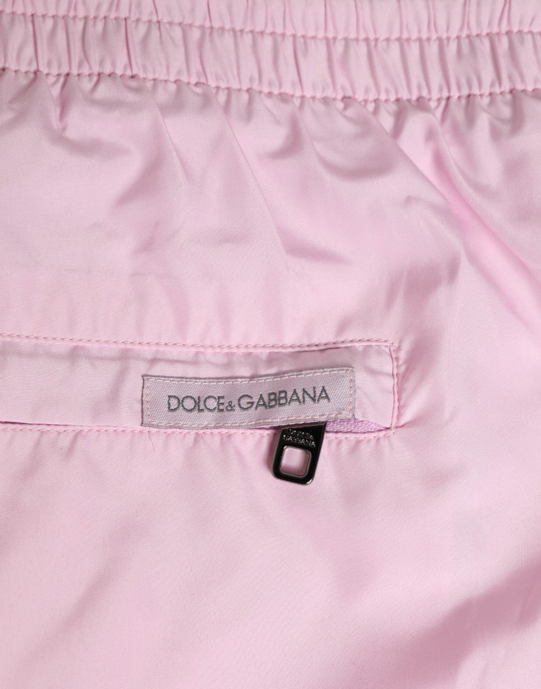 Dolce &amp; Gabbana Pink Nylon Logo Side Stripe Beachwear Men Swimwear