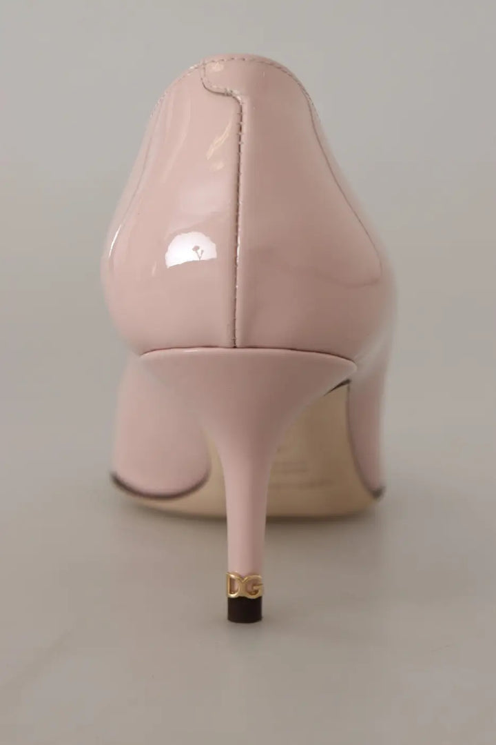 Dolce &amp; Gabbana Pink Patent Leather Kitten Heels Pumps Shoes