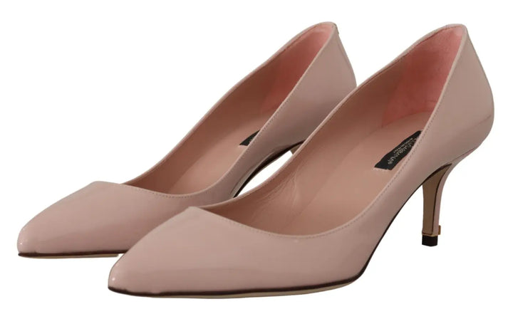 Dolce &amp; Gabbana Pink Patent Leather Kitten Heels Pumps Shoes