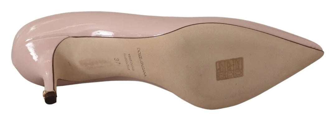 Dolce &amp; Gabbana Pink Patent Leather Kitten Heels Pumps Shoes