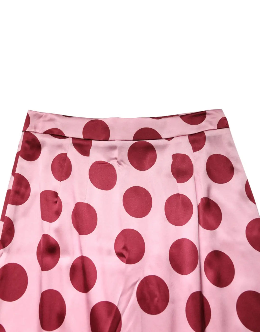 Dolce &amp; Gabbana Pink Polka Dot Silk Pencil Cut Midi Skirt