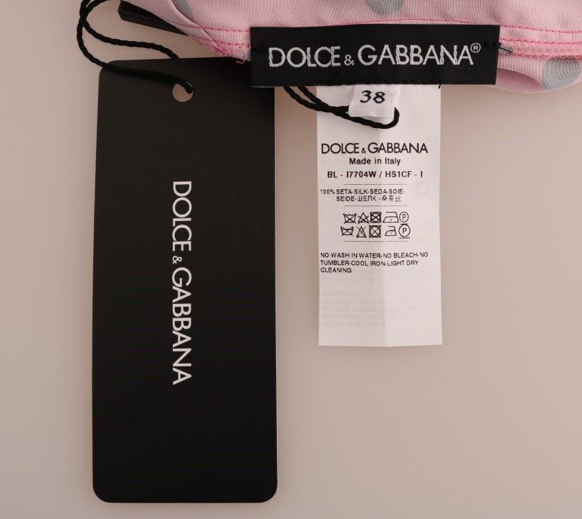 Dolce &amp; Gabbana - Pink Polka Dotted Silk Blouse