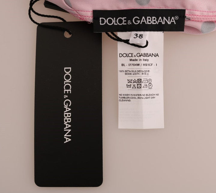 Dolce &amp; Gabbana - Pink Polka Dotted Silk Blouse