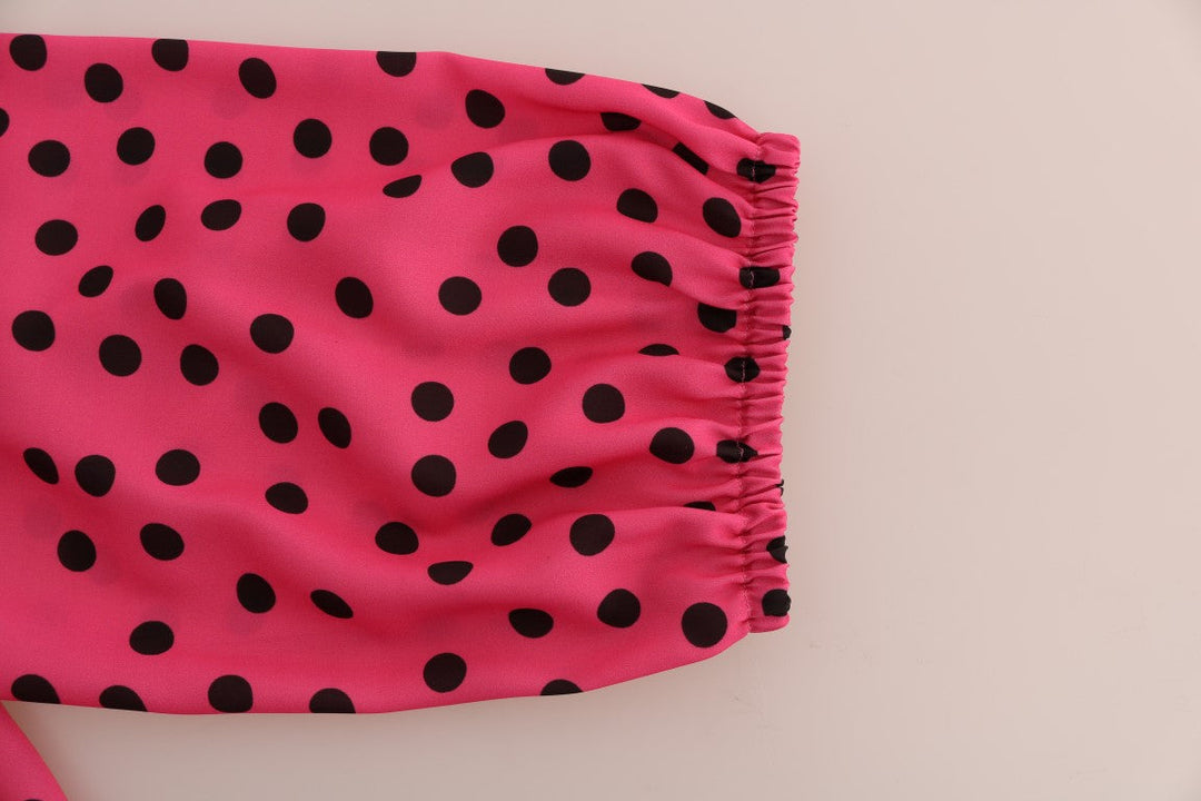 Dolce &amp; Gabbana - Pink Polka Dotted Silk Blouse