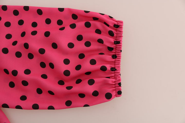 Dolce &amp; Gabbana - Pink Polka Dotted Silk Blouse