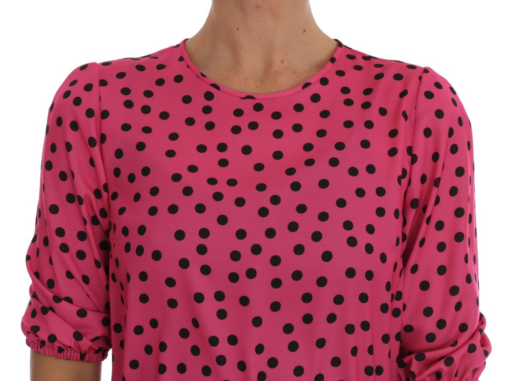 Dolce &amp; Gabbana - Pink Polka Dotted Silk Blouse