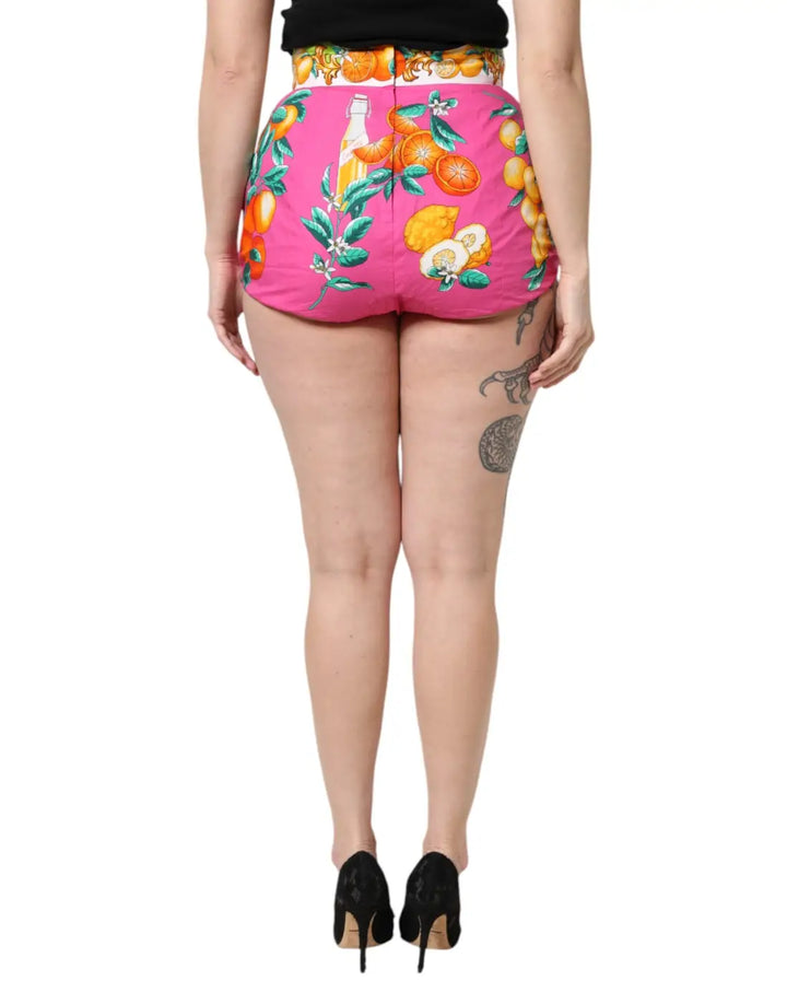 Dolce &amp; Gabbana Pink Printed High Waist Hot Pants Shorts