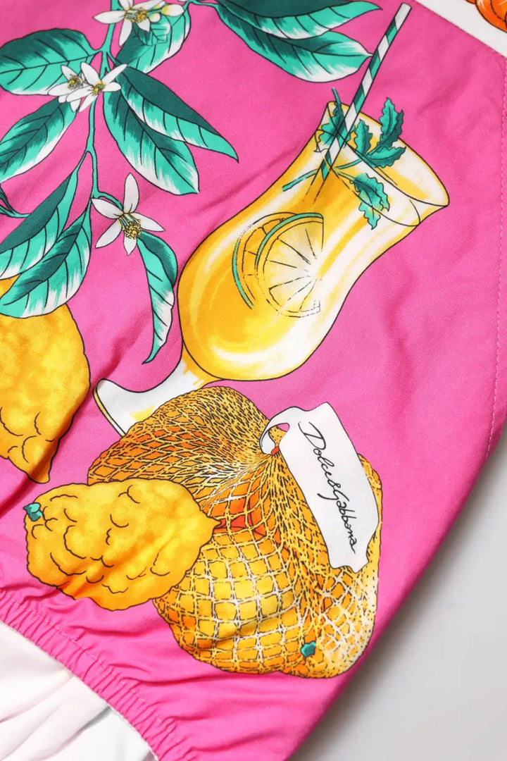Dolce &amp; Gabbana Pink Printed High Waist Hot Pants Shorts