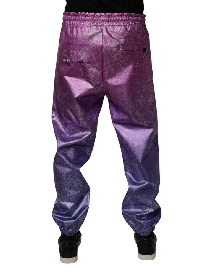 Dolce &amp; Gabbana Pink Purple Two Tone Jogger Sweatpants Pants