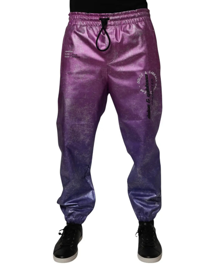 Dolce &amp; Gabbana Pink Purple Two Tone Jogger Sweatpants Pants