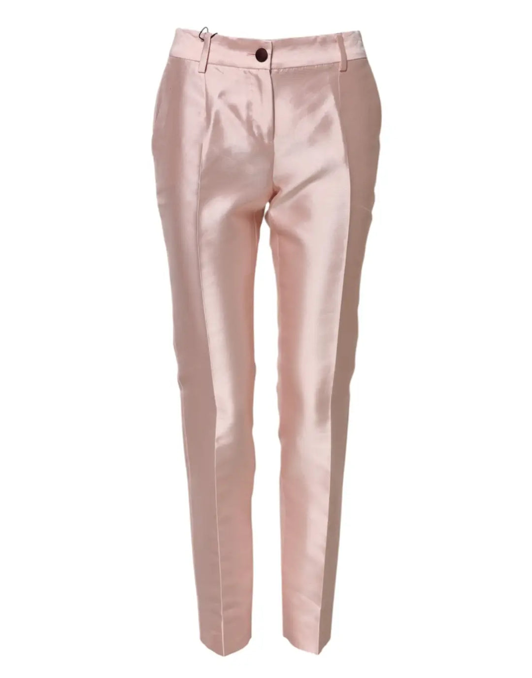 Dolce &amp; Gabbana Pink Satin High Waist Tapered Pants