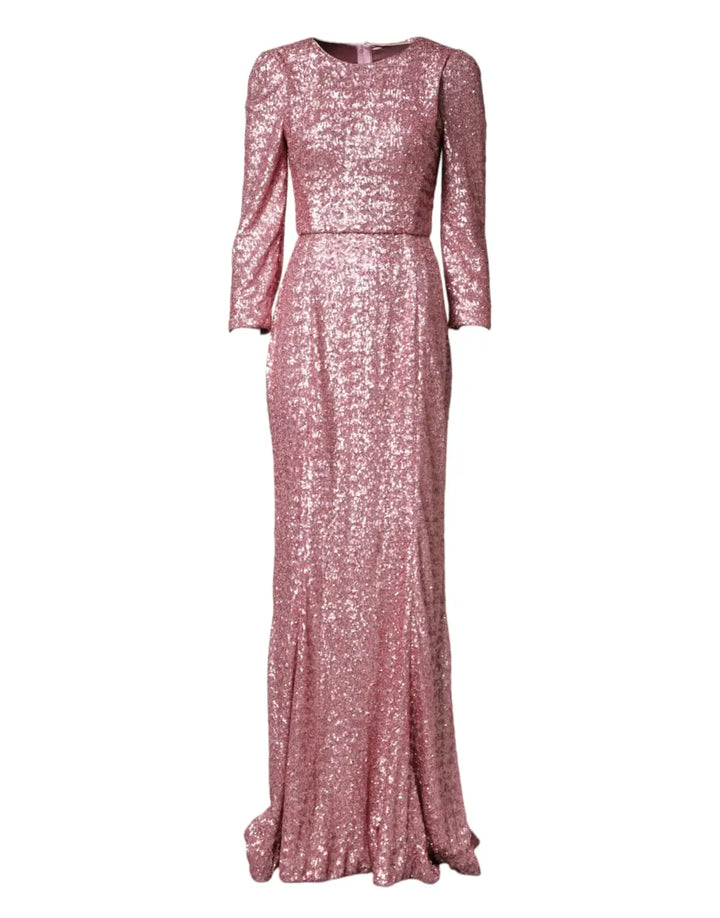 Dolce &amp; Gabbana Pink Sequinned Mermaid Long Gown Dress