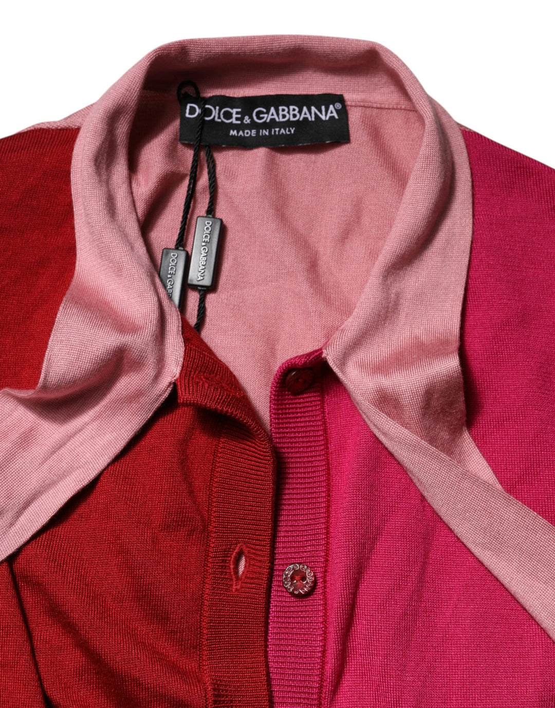 Dolce &amp; Gabbana Blouses - Women’s Pink Short Sleeves Buttoned Ascot Collar Top