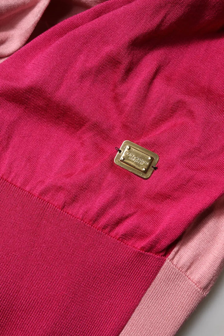 Dolce &amp; Gabbana Pink Short Sleeves Buttoned Ascot Collar Top