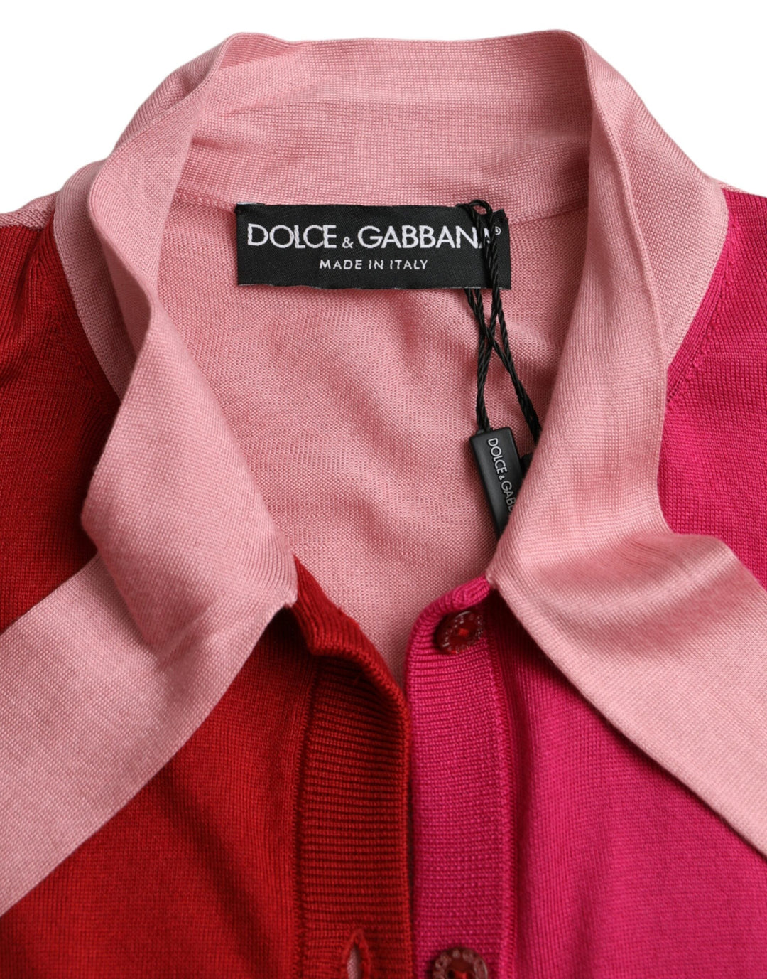 Dolce &amp; Gabbana - Pink Short Sleeves Pullover Ascot Collar Top