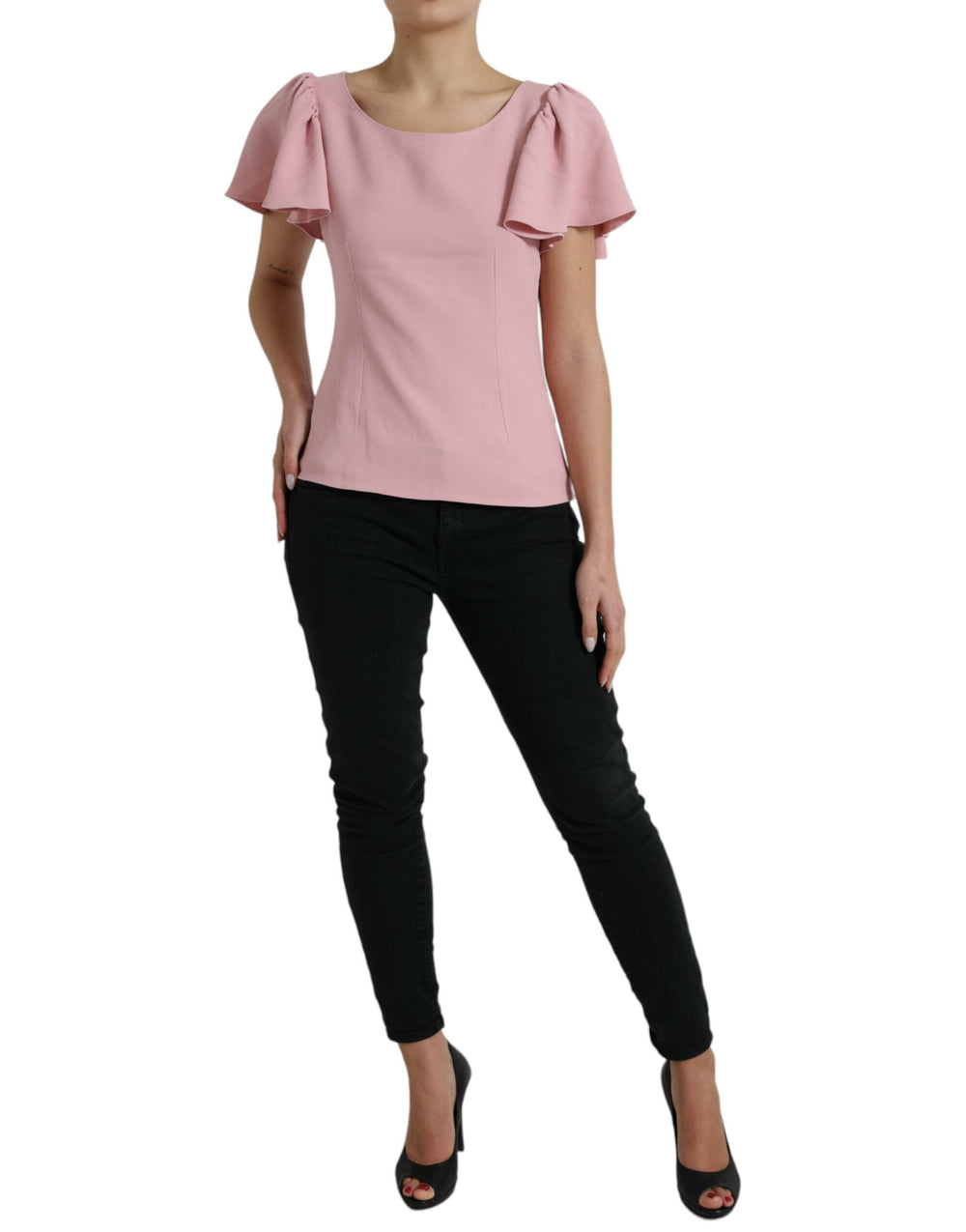 Dolce & Gabbana - Pink Short Sleeves Round Neck Blouse Top