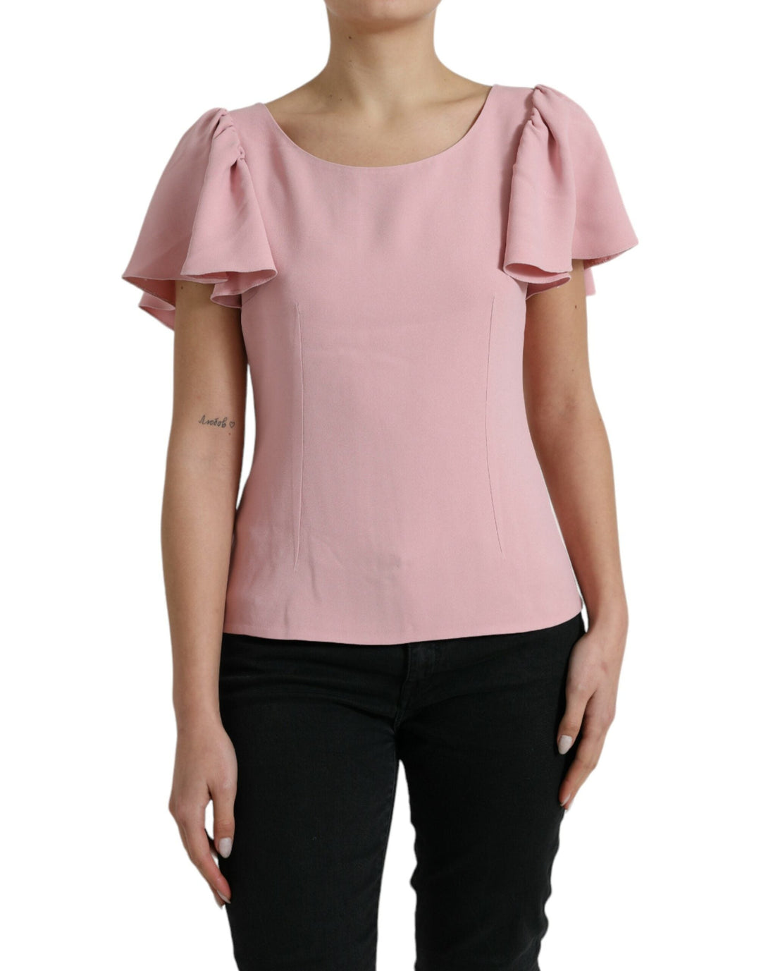 Dolce &amp; Gabbana - Pink Short Sleeves Round Neck Blouse Top