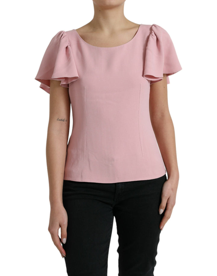 Dolce &amp; Gabbana - Pink Short Sleeves Round Neck Blouse Top
