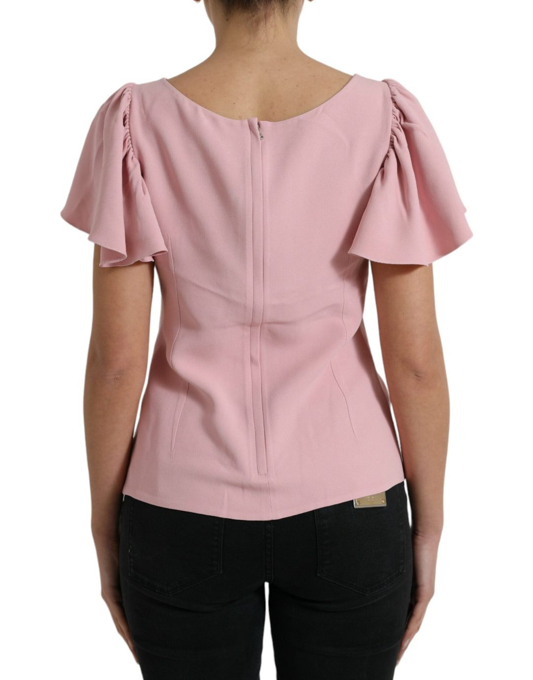 Dolce &amp; Gabbana - Pink Short Sleeves Round Neck Blouse Top