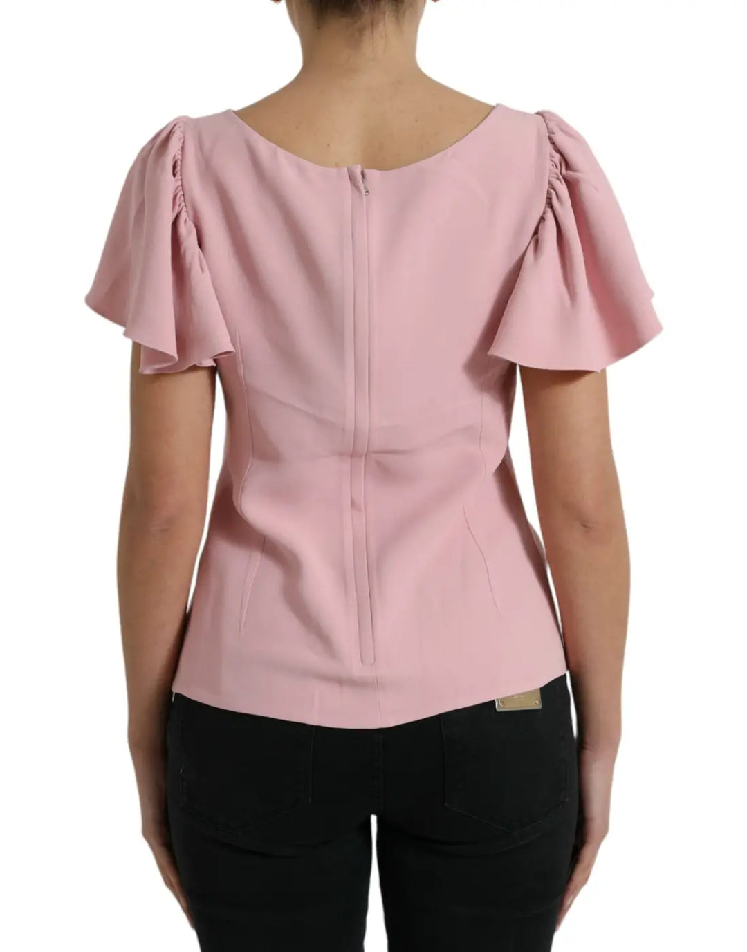 Dolce &amp; Gabbana Pink Short Sleeves Round Neck Blouse Top
