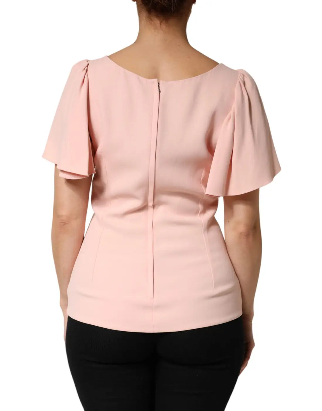 Dolce &amp; Gabbana Pink Short Sleeves Round Neck Blouse Top
