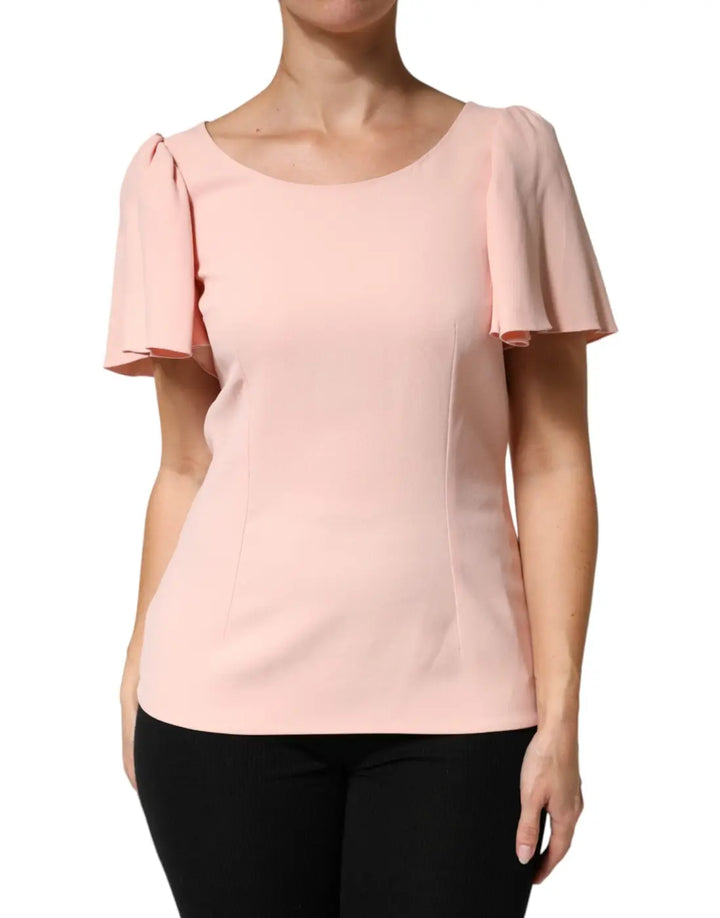 Dolce &amp; Gabbana Pink Short Sleeves Round Neck Blouse Top