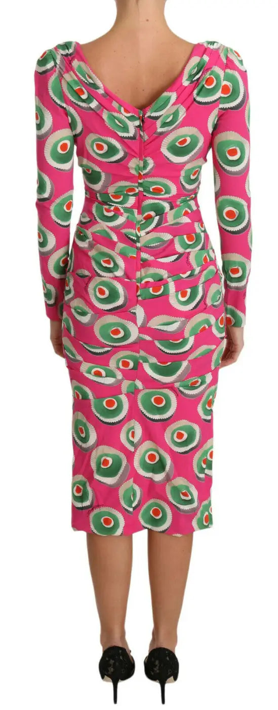 Dolce &amp; Gabbana Pink Silk Cup Cake Sheath Stretch Dress