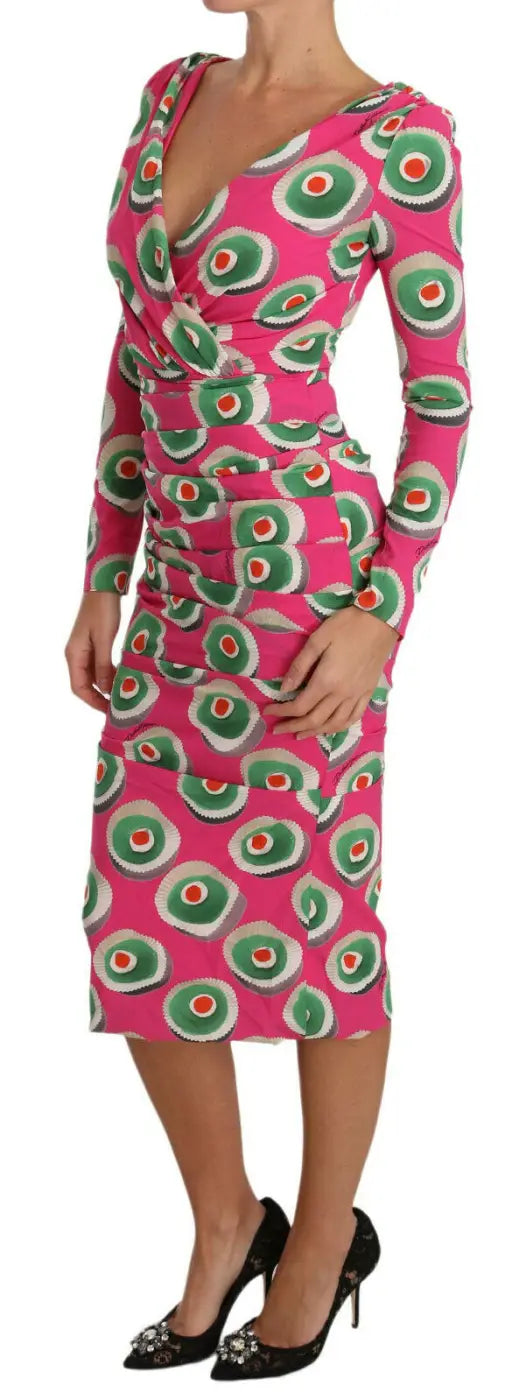Dolce &amp; Gabbana Pink Silk Cup Cake Sheath Stretch Dress