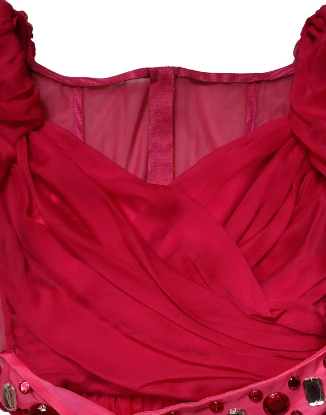 Dolce &amp; Gabbana Pink Silk Embellished A-line Midi Dress