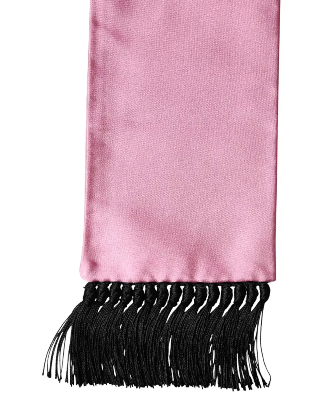 Dolce &amp; Gabbana Pink Silk Fringes Neck Wrap Foulard Scarf