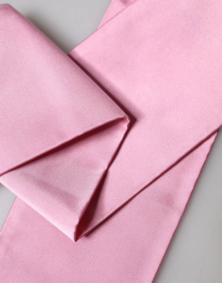 Dolce &amp; Gabbana Pink Silk Fringes Neck Wrap Foulard Scarf