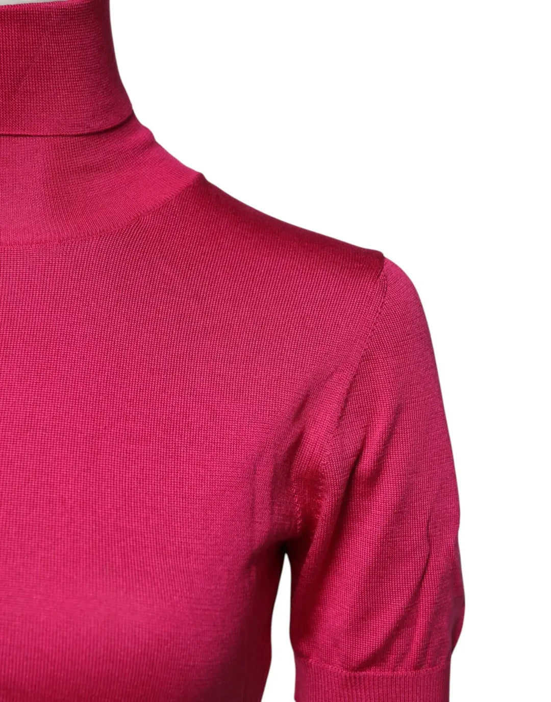 Dolce &amp; Gabbana Pink Silk Knitted Turtleneck Cropped Top