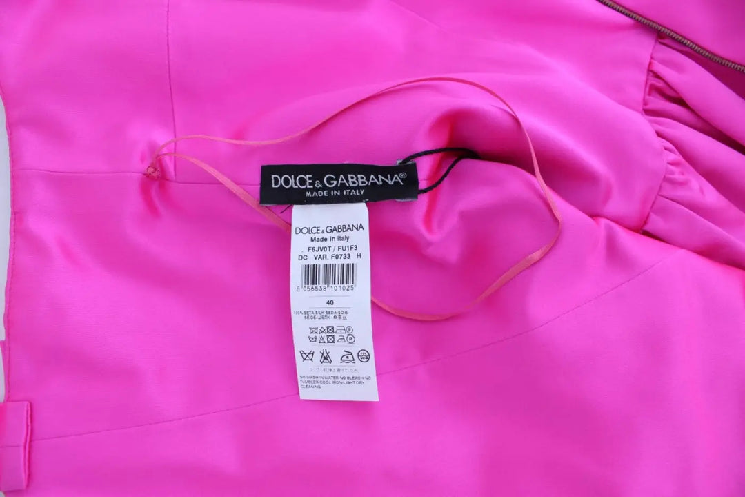 Dolce &amp; Gabbana Pink Silk Long Sheath Ball Gown Dress