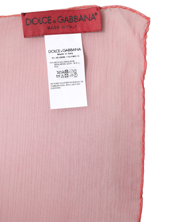 Dolce &amp; Gabbana Pink Silk Rectangle Women Wrap Shawl Scarf