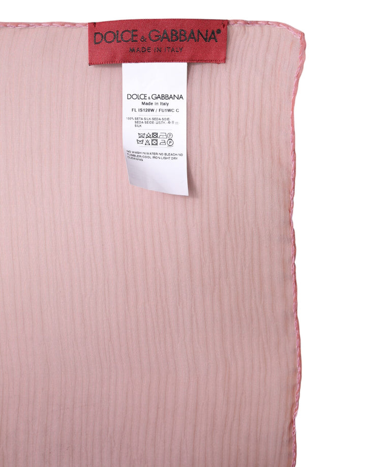 Dolce &amp; Gabbana Pink Silk Rectangle Women Wrap Shawl Scarf