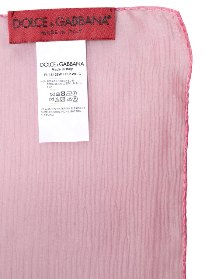 Dolce &amp; Gabbana Pink Silk Rectangle Women Wrap Shawl Scarf
