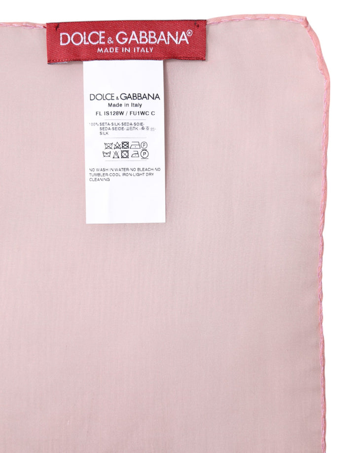 Dolce &amp; Gabbana Pink Silk Rectangle Women Wrap Shawl Scarf