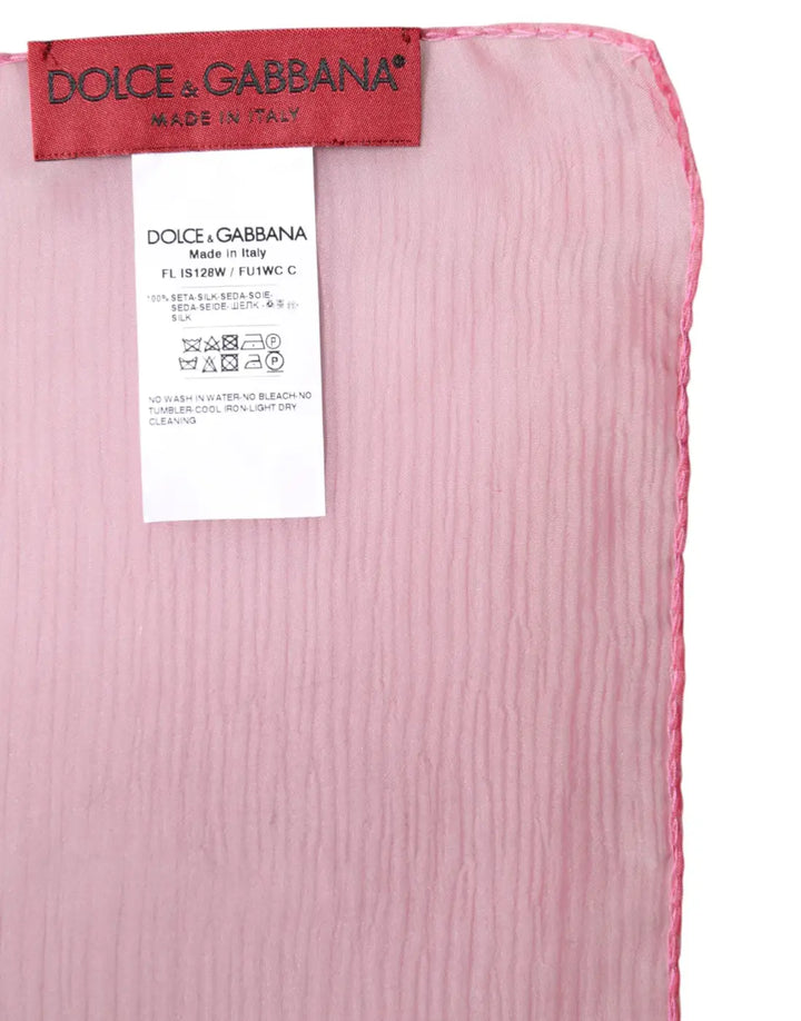 Dolce &amp; Gabbana Pink Silk Rectangle Women Wrap Shawl Scarf