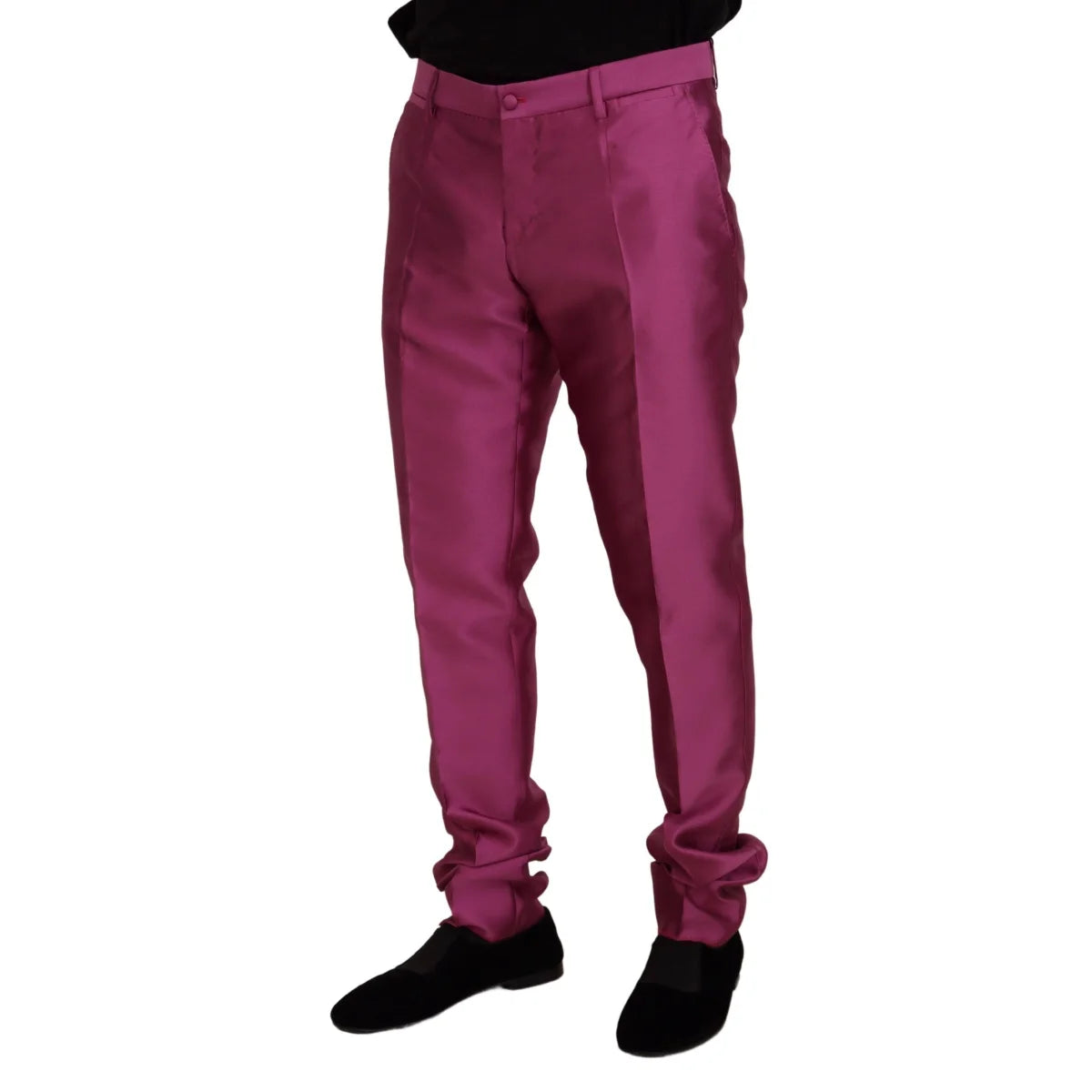 Dolce & Gabbana Pink Silk Slim Trousers Dress Formal Pants