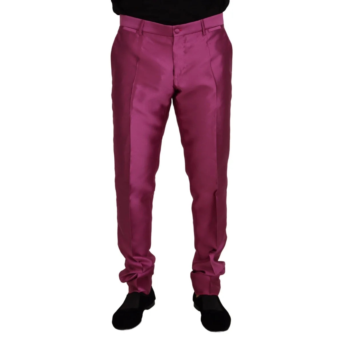 Dolce & Gabbana Pink Silk Slim Trousers Dress Formal Pants