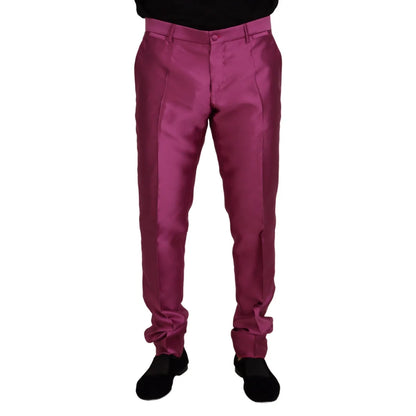 Dolce & Gabbana Pink Silk Slim Trousers Dress Formal Pants