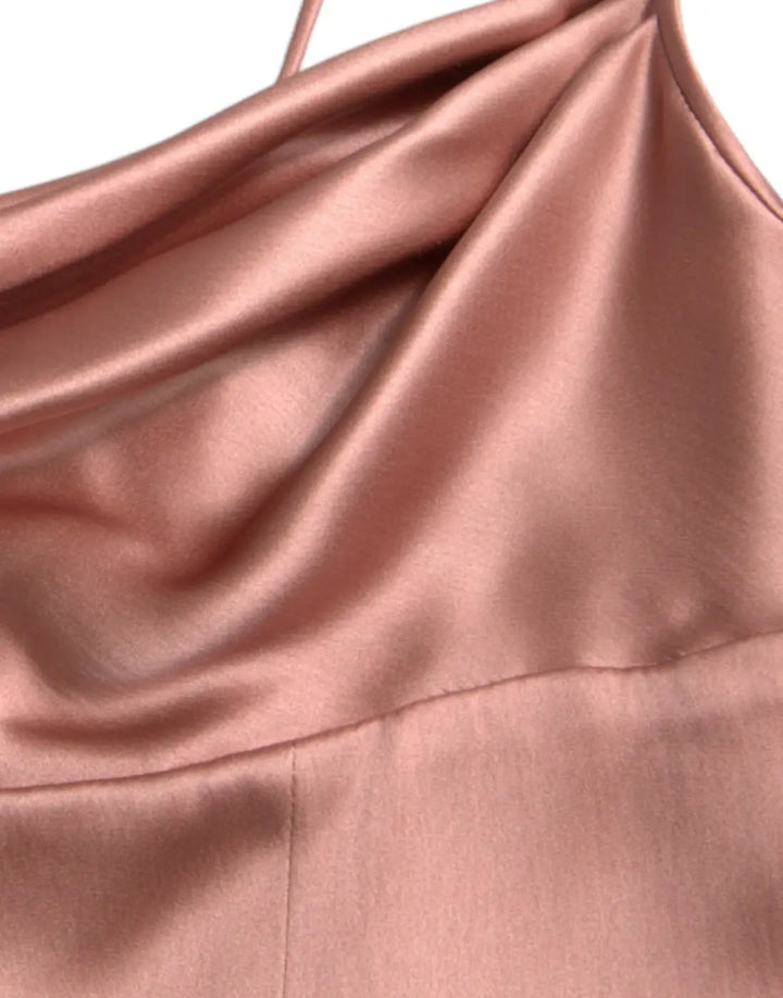 Dolce &amp; Gabbana Pink Silk Spaghetti Straps Long Gown Dress