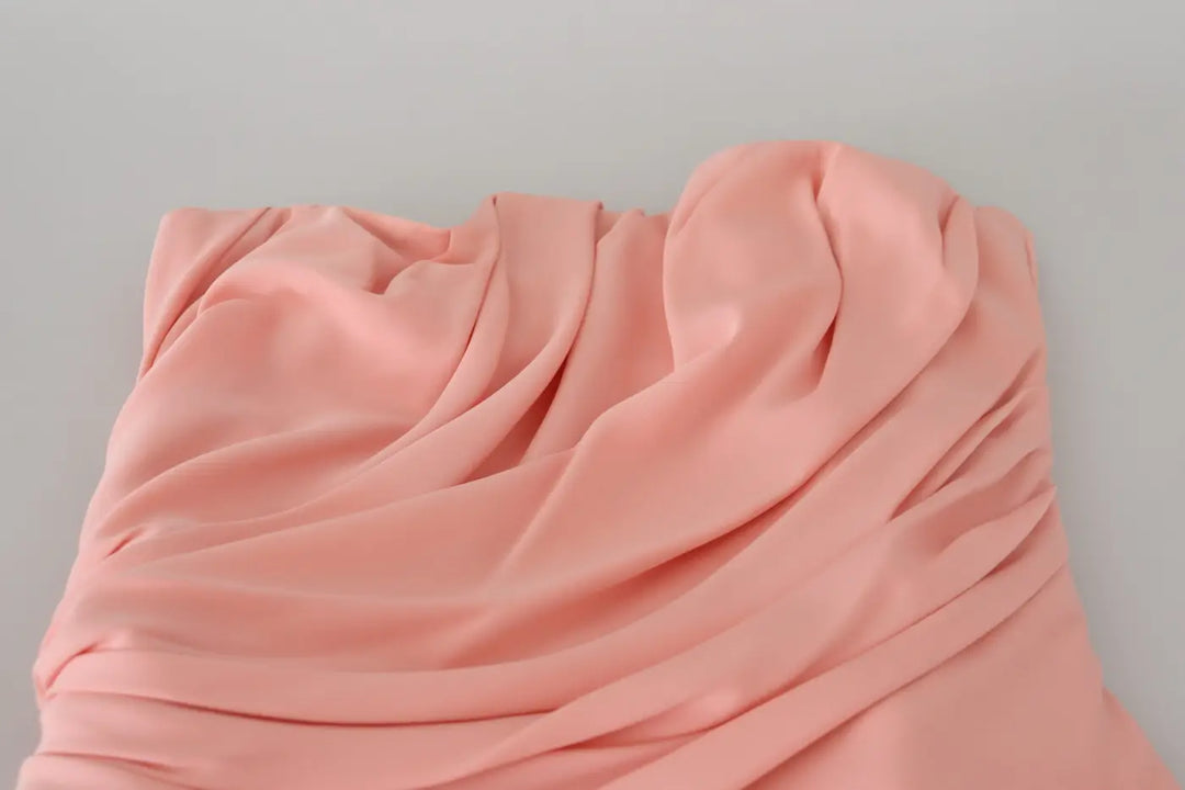 Dolce &amp; Gabbana Pink Silk Stretch Strapless Sheath Dress