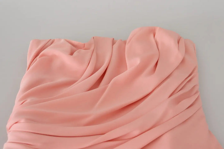 Dolce &amp; Gabbana Pink Silk Stretch Strapless Sheath Dress