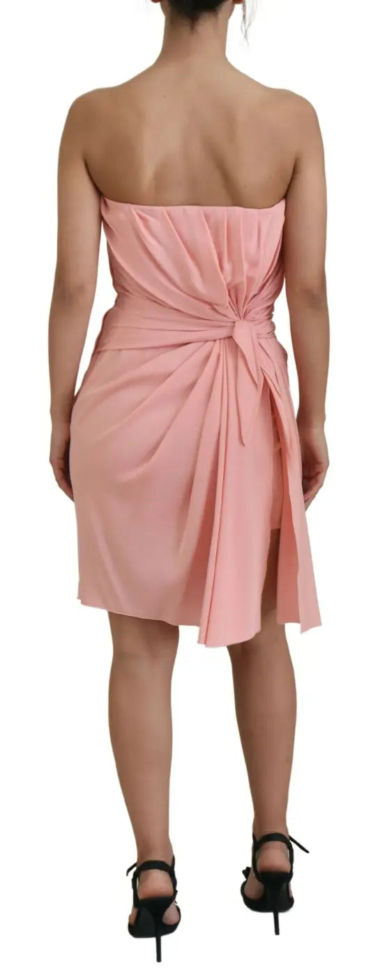 Dolce &amp; Gabbana Pink Silk Stretch Strapless Sheath Dress